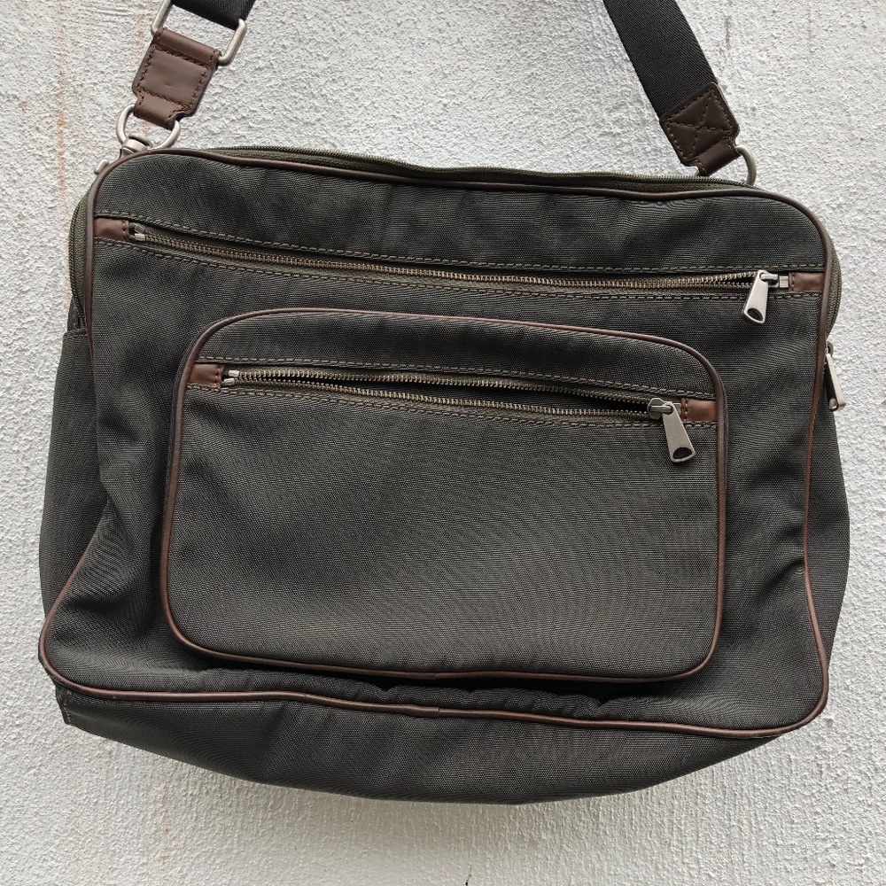 Fossil Green Canvas Messenger Bag